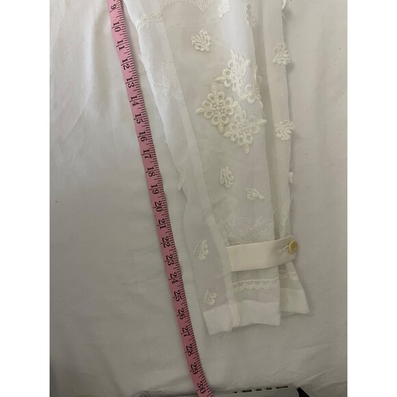 Sacai Womens Embroidered Sheer Lace Pants With Button Details Size 1 White - Picture 11 of 11